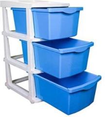 My International Blue Color 3 Layer Storage Drawer Organizer Plastic Free Standing Chest of Drawers
