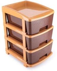 My International Brown Color 3 Layer Storage Drawer Organizer Plastic Free Standing Chest of Drawers