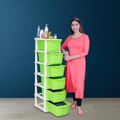 My International Green Color 6 Layer Storage Drawer Organizer Plastic Free Standing Chest of Drawers