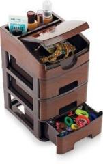 Nabhya Desktop Cosmetic & Make up Organizers Small Size Drawer 3 Plastic Free Standing Chest of Drawers