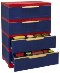 Nilkamal Kids Freedom CHESTER 14 With Four Drawers in Pepsi Blue and Bright Red Colour