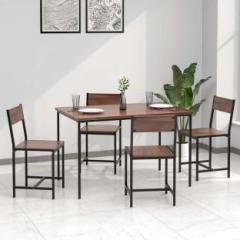 Nilkamal Union Powder Coated Frame | MDF Seating | Set Includes: 4 Chairs & 1 Table Engineered Wood 4 Seater Dining Set