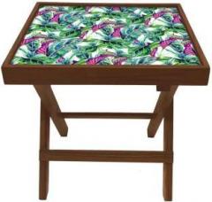 Nutcase Green Tropical Leaf Design Solid Wood Side Table