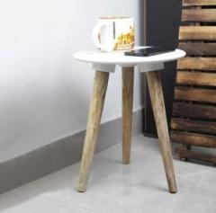 Oxmic Side Table Wooden Coffee Stand, Wood Round Shape Three Legs Engineered Wood Bedside Table