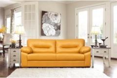 Peachtree Galaxy 3 Seater Yellow Leatherite Sofa Leatherette 3 Seater Sofa