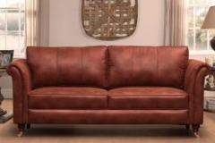 Peachtree Majestic 3 Seater Brown Fabric Sofa Leatherette 3 Seater Sofa