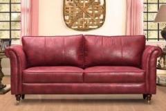 Peachtree Majestic 3 Seater Maroon Fabric Sofa Leatherette 3 Seater Sofa