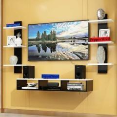 Pepperwood Wooden TV Entertainment Unit with 2 Wall Shelves Engineered Wood TV Entertainment Unit
