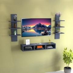 Plantzy TV Unit with Wall Shelf/TV Cabinet Ideal for TV Upto 42 inch Engineered Wood TV Entertainment Unit