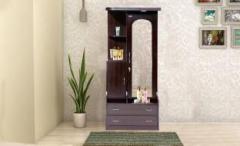 Poj Lily Dressing table in walnut finish with 3 drawer & 1 cabinet Engineered Wood Dressing Table