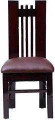 Poj Lola Dining Chair With Leatherette Work On Chair Seat Solid Wood Dining Chair