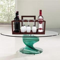 Primecraft Basket Bottle and Glass Holder Solid Wood Bar Cabinet