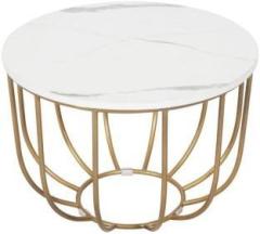 Priti Golden Classic Indiana Bowed Round Coffee Table Laminated Marble Table top Engineered Wood Coffee Table