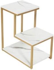 Priti Modern End Tables, 3 Tier Chair Side Table Night Stand with Storage Shelf Stone End Table