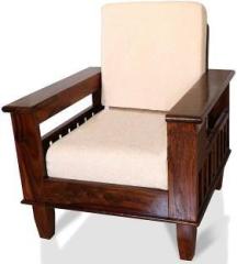 Priyanshu Wood Craft Solid Sheesham Wood Single Seater One Seater Sofa Fabric 1 Seater Sofa