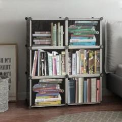 Pyxbe 6 Layer Simple Bookshelf/Multipurpose Rack/Children Bookcases/File Rack Metal Open Book Shelf