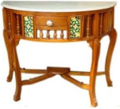 Qa Antique Handicraft Teak Wood Half Round D Shaped Antique Traditional Look Size : 30x36x15 Solid Wood Console Table