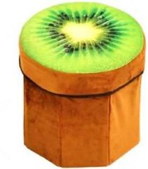 Quick Shel 3D CUTE CARTOON KIWI FRUIT FOLDING STORAGE ORGANIZER CUM STOOL WITH INNER INFLATABLE STOOL PLUS AIR FILLED SOFT COMFORT SEAT WITH PUMP Living & Bedroom Stool