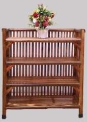 Rainbow Wooden, Cane Shoe Rack Book Shelf for Home Kitchen, Office Files Engineered Wood Open Book Shelf