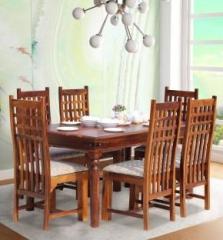 Royal Finish Dali Dining Table Solid Wood 6 Seater Dining Set
