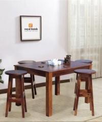 Royal Finish Restro Coffee Table Solid Wood 4 Seater Dining Set