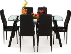 Royaloak Milan Italian Glass 6 Seater Dining Set