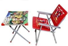 Rudra Creations Best for Kids, Cartoon Pattern Printed Foldable Study Table and Chair Set, for Kids Boy and Girl Metal Desk Chair