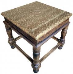 Saaga Multipurpose Small Table with Brass Work
