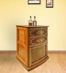 Saaga Sheesham Wood Bar Cabinet with Fine Brass Inlay Work