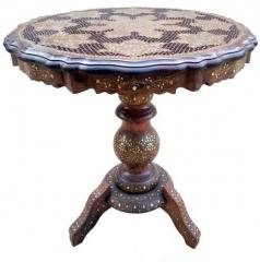Saaga Sheesham Wood Table with Copper & Brass Work
