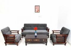 Saamenia Furnitures Fabric 3 + 1 + 1 dark grey Sofa Set