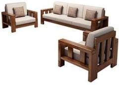 Saamenia Furnitures Solid Sheesham Wood Five Seater Sofa Set For Living Room / Hotel. Fabric 3 + 1 + 1 Sofa Set