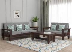 Saamenia Furnitures Solid Sheesham Wood Five Seater Sofa Set With Center Table For Living Room Fabric 3 + 2 Sofa Set