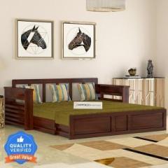 Saamenia Furnitures Solid Sheesham Wood Sofa Cum Bed For Living Room / Hotel. 3 Seater Double Solid Wood Pull Out Sofa Cum Bed