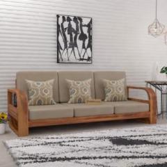 Saamenia Furnitures Solid Sheesham Wood Three Seater Sofa Set For Living Room / Hotel / Cafe. Fabric 3 Seater Sofa