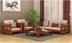 Saamenia Furnitures Solid Wood Sheesham Wood 3+1+1 Five Seater Sofa Set For Living Room, Guest Room Fabric 3 + 1 + 1 Sofa Set