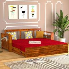 Saamenia Furnitures Solid Wood Sheesham Wood 3 Seater Sofa Cum Double Bed For Living, Guest Room | Double Solid Wood Sofa Bed