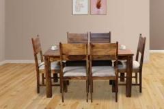 Saffron Art Striado Sheesham Solid Wood 6 Seater Dining Set