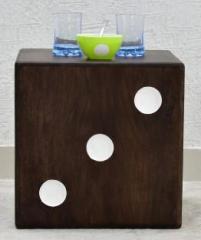 Samdecors Solid Wood 16 inchx16 inch Cube/Dice Side Bar Table With White Holes To Keep Glasses Solid Wood Side Table