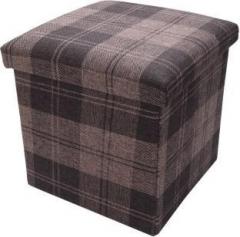 Scrafts Brown Square Big Checks Cloth Seater for Home Decor, Living Room Decor and Gifts Living & Bedroom Stool