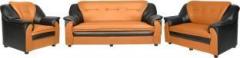 Sekar Lifestyle Home & Office Series Leatherette 3 + 2 + 1 Black & Orange Sofa Set