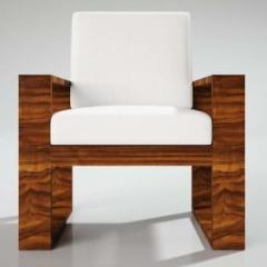 Sekar Lifestyle Teak Wood Classic Series White, Natural Teak Finish Fabric 1 Seater Sofa