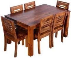 Shekhawati Decor Sheesham Wood Dining Table with 6 Chairs Home and Living Room Brown Finish Solid Wood 6 Seater Dining Set