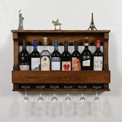 Silvercrafts wall mounted wine rack glass holder Solid Wood Bar Cabinet
