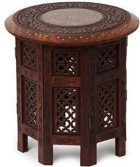Simran Handicrafts ROUND055 Solid Wood Side Table