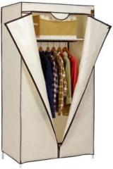 Skycandle Portable Non Woven Canvas Fabric Single Door Foldable/Collapsible Wardrobe Assorted Design Polyester Collapsible Wardrobe