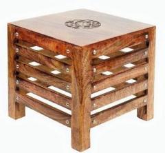 Smarts Collection Handmade Square Small Wooden Stool Table Solid Wood Best Used as Bedside Corner Footrest Foot Step Stool Tea Coffee Plants for Living Room Outdoor Furniture Pre Assembled Solid Wood Side Table