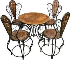 Smarts Collection Royal look Wood & Wrought Iron Patio Furniture Set Solid Wood 4 Seater Dining Set