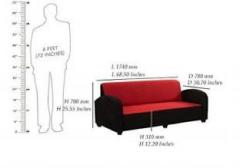 Smilemindia Fabric 3 + 1 + 1 Red and Black Sofa Set