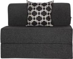 Solis Primus comfort for all 3X6 size Sofa cum Bed for 1 Person 1 Seater Jute Fabric Washable Cover with 1 Cushion Dark Grey Single Sofa Bed